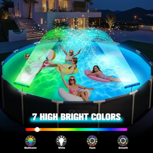 KingSom Pool Fountain with Coloured Lights, Rechargeable Waterfall Pool Fountain with Buttons and Remote Control, 10000 mAh Light Source for Above and Buried Pools, Water Fountain-Violet