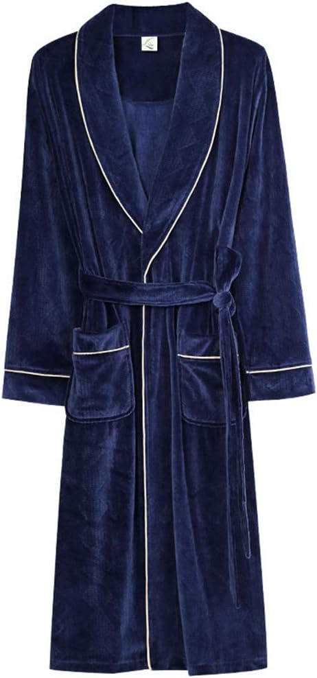 MAOMAO Men's Lightweight Robes,Plush Simple and Absorbent Island Cashmere Bathrobe Soft Warm Sleepwear Pocket Polyester Loungewear(Max Size),XL