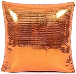 Orange Sequins Sparkly Glitter Cushions Cover 45x45cm,Sparkling Throw Pillow Covers,Bling Square Pillow Cushion Case for Home Office Sofa Bed Car Cafe Decoration