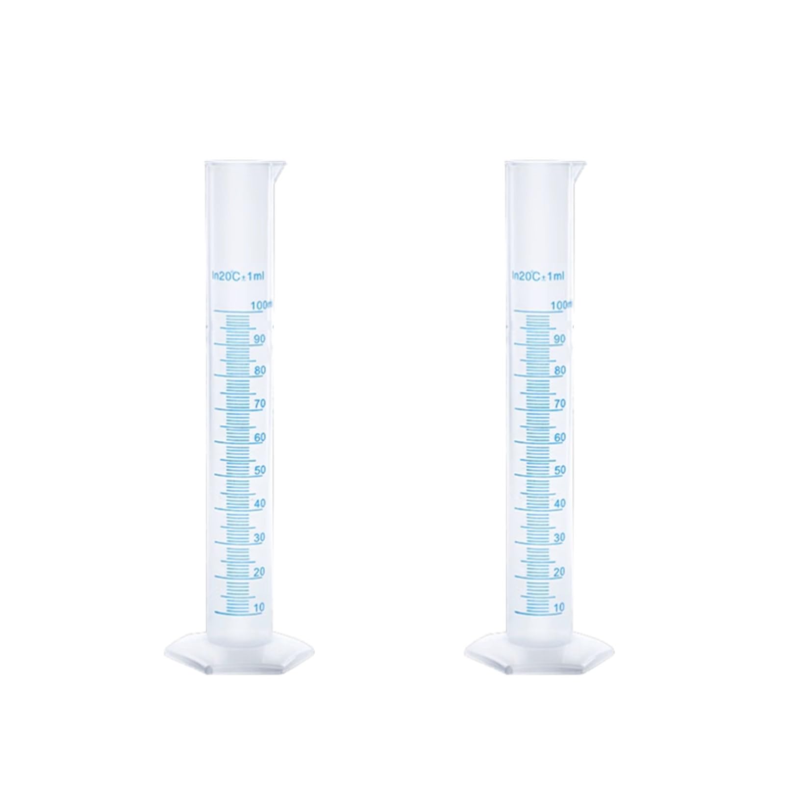 Photo 1 of 2-Pack 100ml Plastic Graduated Cylinders - Ultra-Clear & Accurate Measurement Markings for Laboratory, Educational & Scientific Research?Plastic Cylinder RESALET (2, 100ML)