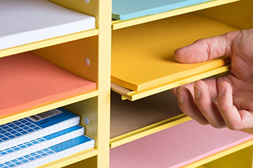 AdirOffice Wood Adjustable Literature Organizer (24 Compartment, Yellow)