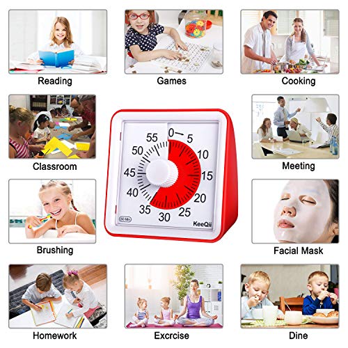 KeeQii 60 Minute Visual Timer Silence Countdown Timer Time Management Tool for Classroom Teaching or Meeting Digital Timer for Kids and Adults
