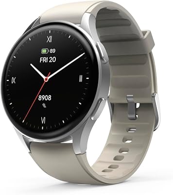| Smartwatch 8900 (Reloj Inteligente, con GPS, Pantalla Tactil Amoled, Reloj Deportivo, Permite Hacer Llamadas en Manos Libres) Color Plata y Beige.