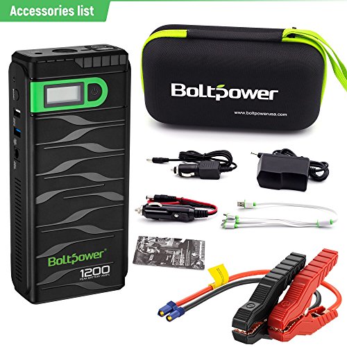Bolt Power N02 1200 Amp Peak 12Volt Car Battery Jump Starter for Light