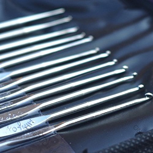 Xigeapg Mixed Aluminum Handle Crochet Hooks Kit Bamboo Knitting Knit Needles Weave Yarn 2 Set 42 PCS with Case - Thumbnail 7