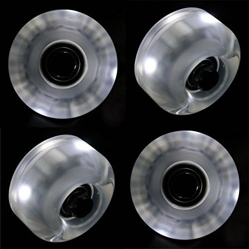 LED Skateboard Wheels 54mm WHITE Glow Cruiser Longboard LIGHTS +ABEC 9 BEARINGS