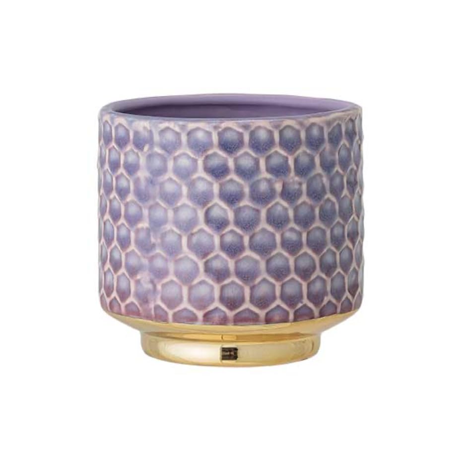 Nordring Ceramic Flower Pot Goldy - colorful Planter, Pot for plants, sukkulents Size S (10 cm ø) Dia 4-1/8", Stoneware, purple