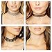 Tpocean 18Pcs Gothic Tatto Red Flower Black Velvet Colorful Lace Long Choker Necklaces Gold Choker Set for Women Girls