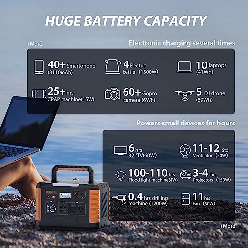 NGTeco Portable Power Station, 500W Solar Generator (Solar Panel Not Included) with LED, 519Wh Backup Lithium Battery for Outdoors Camping Travel Hunting Home Blackout