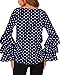 ZANZEA Women's Polka Dot Layered Ruffle Long Sleeve Crew Neck Elegant Tee Top Blouse Blue 1 US 10