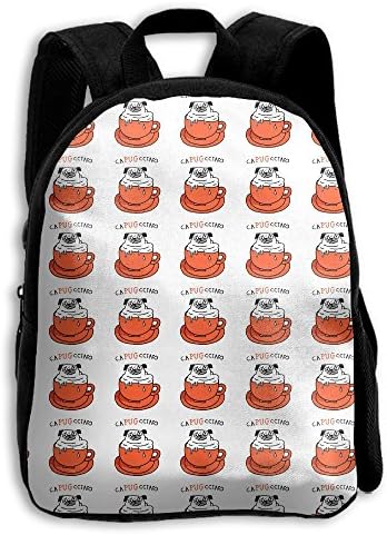 Cup Pugs Dogs Pet Boys Girls Popular Printing Toddler Kid Pre School Backpack Bags Lightweight Travel