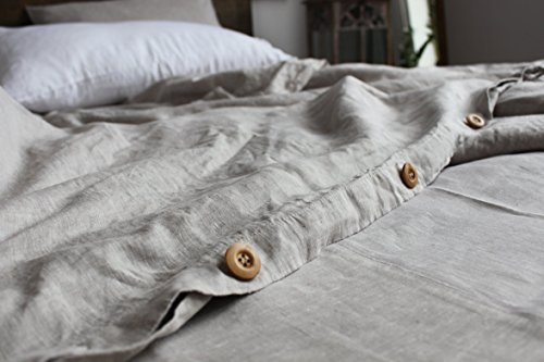 Pure linen duvet cover in natural linen oatmeal, white, off-white or grey color, twin, full, queen, king and calKing sizes available