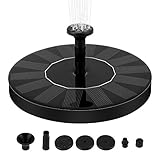 Solar Fountain Pump, 1.4W Free Standing Water Fountain Pump Kit with 4 Different Spray Pattern Heads for Bird Bath, Fish Tank, Small Pond and Garden