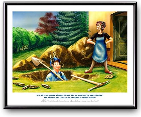 Pictures Of Veit S B0065 Framed Caricature Cartoon Garden Gardening Potatoes Legen Format Klein 24 X 30 Cm Amazon Co Uk Kitchen Home