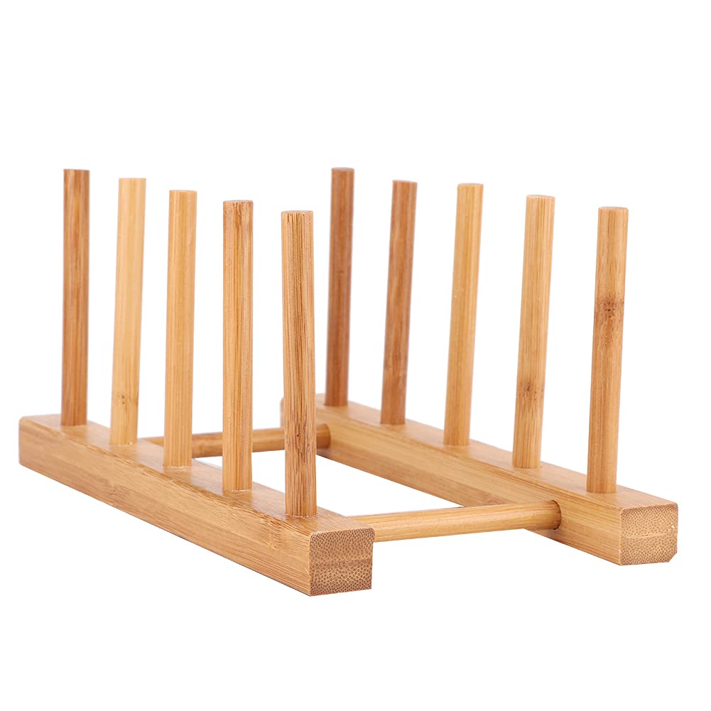 Kitchen Cup Bowl Dish Rack Drain Dish Rack, Household Kitchen Plates Shelf Chopping Board Holder Cup Bowl Mat Natural Moso Bamboo(4 Compartments)