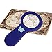 Magnifying Glass with 10 LED Lights Retro Shaw 4X Handheld Illuminated Glass Lens Magnifier for Reading Maps Office Hobbies and Crafts Lighted Jewelry Loupe - Blue