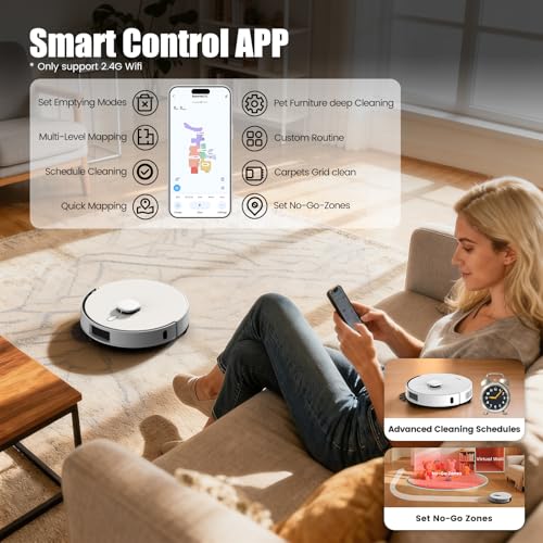 FIXR T30+ Self Emptying Robot Vacuum & Mop Combo with 12,000Pa, Robotic Vacuums Cleaner for Pet Hair, No-Collision Obstacle Avoidance, 75-Day Capacity, Carpet Detection, Anti-Tangle, 240-Min Runtime