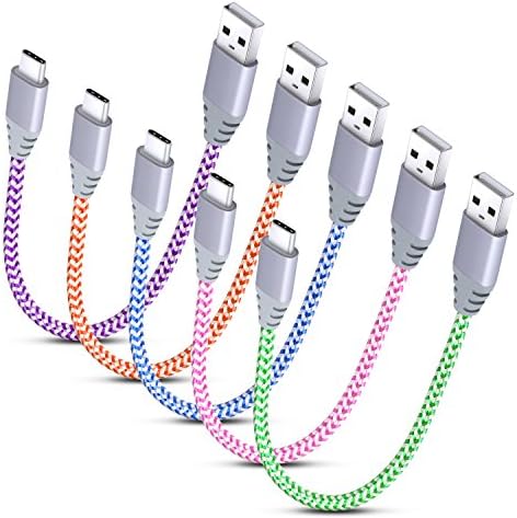Type C Charging Cable, Excgood 1Ft/30CM Type C to USB A Sync &amp; Charging Cable/Cord, For MacBook 12”, Galaxy S8/S8+/Note 8/C9 Pro, OnePlus 3/3T, Google Pixel XL(5-Pack, Green Pink Blue Orange Purple)