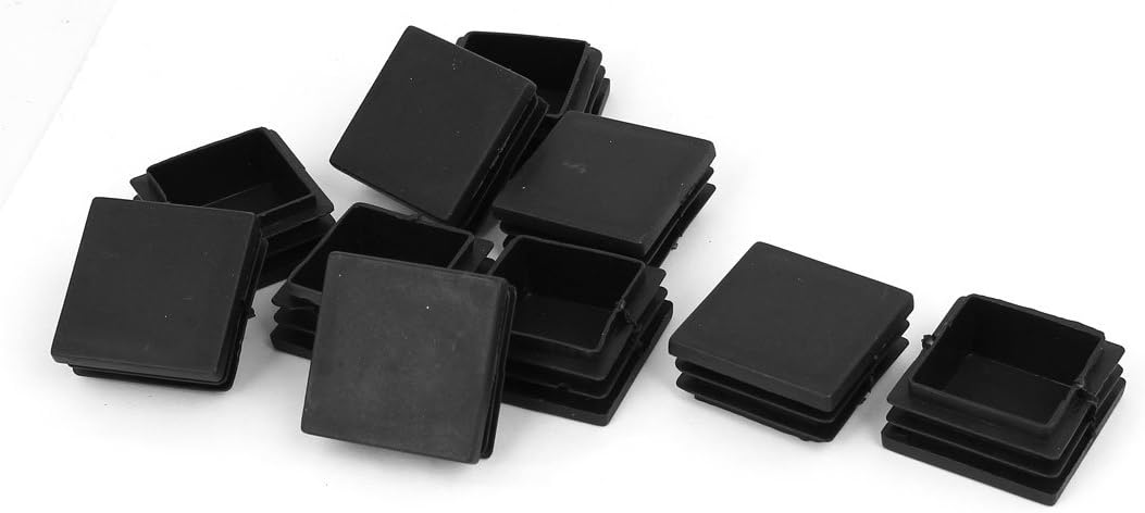 Sourcingmap 40mmx40mm Plastic Blanking End Cap Square Ribbed Tube Insert Black 10pcs