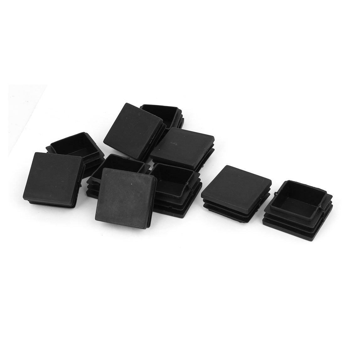 Sourcingmap 40mmx40mm Plastic Blanking End Cap Square Ribbed Tube Insert Black 10pcs