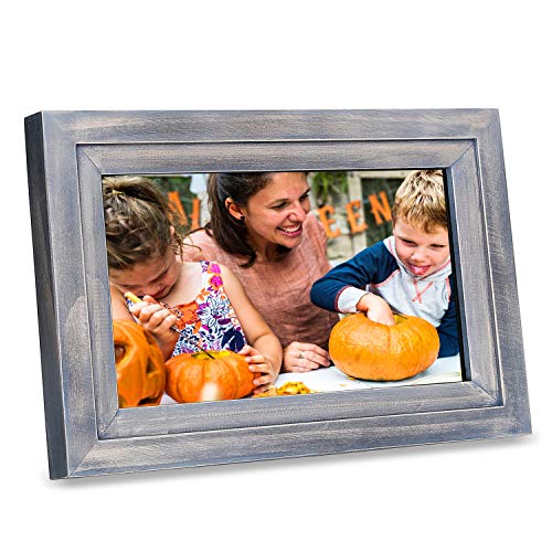 Digital Picture Frame iDeaPLAY 10.1 inch WiFi Touchscreen Photo Frame with 8GB Storage Volume, 1280x800 HD Display, Gift Choice,Support Photo, Music, Calendar, Clock - Driftwood