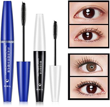 BaiMoon Mascara Set Waterproof Silk Fiber Volume Double Effect Long Lasting Lengthening Curling Eyes Makeup