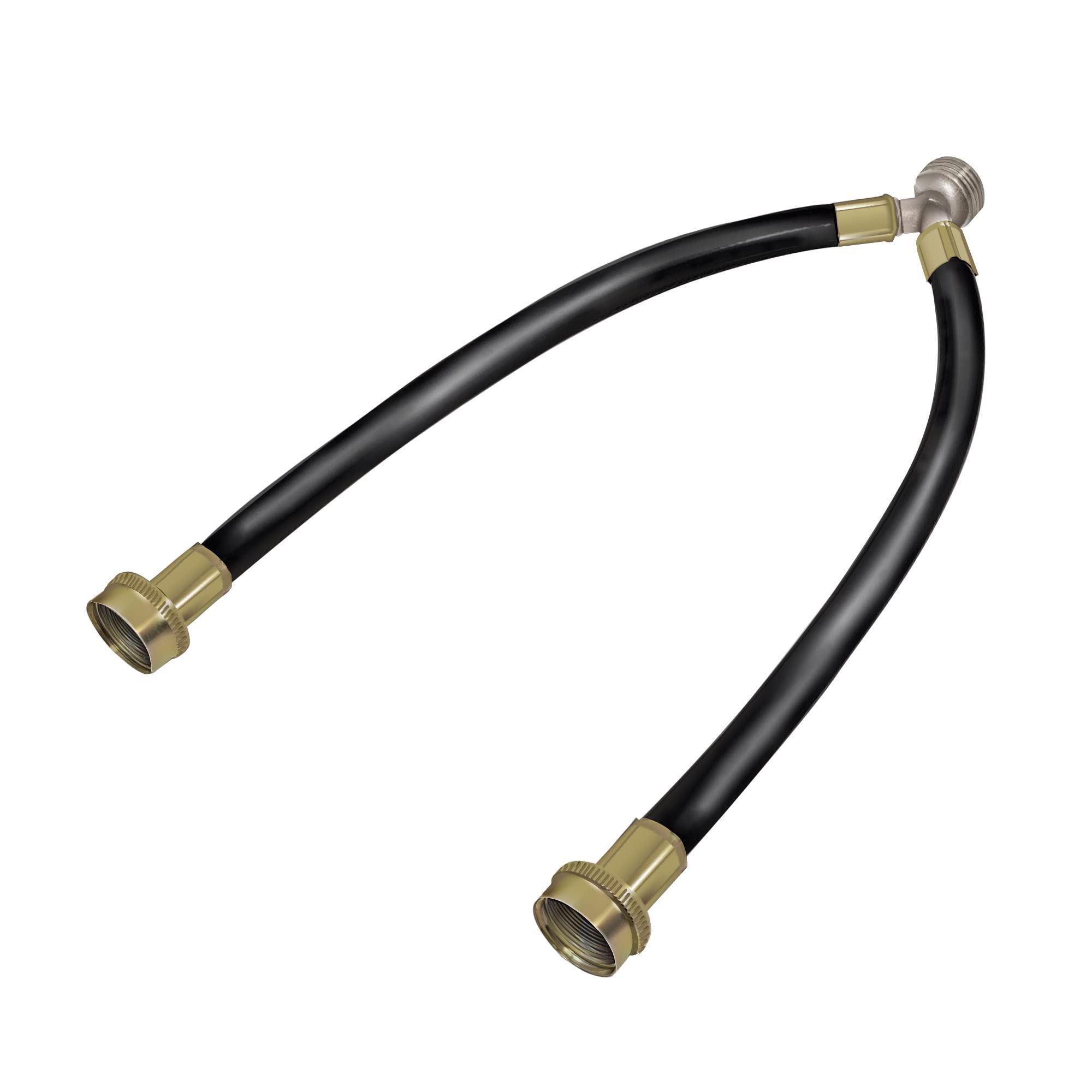 Photo 1 of “Y” Mixer Hose, Mix Hot and Cold Water-Washer Braided Rubber Inlet Hose ¾” with Brass Couplings