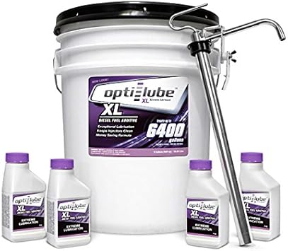Amazon Com Opti Lube Xl Xtreme Lubricant Diesel Fuel Additive 5 Gallon Pail With 1 Heavy Duty Metal Pail Pump 4 Empty 4oz Bottles Treats Up To 6 400 Gallons Automotive