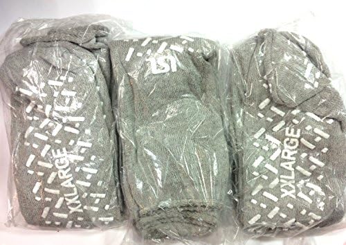 At Risk Non-Skid Slipper Socks Double Tread, XX-Large, Grey, Latex Free, Pack of 3 Pair