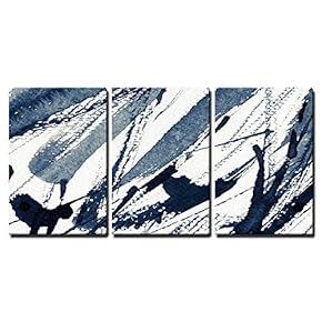 3 Piece Canvas Wall Art - Abstract Grunge Background, Ink Texture. - Modern Home Art Stretched and Framed Ready to Hang - 16"x24"x3 Panels