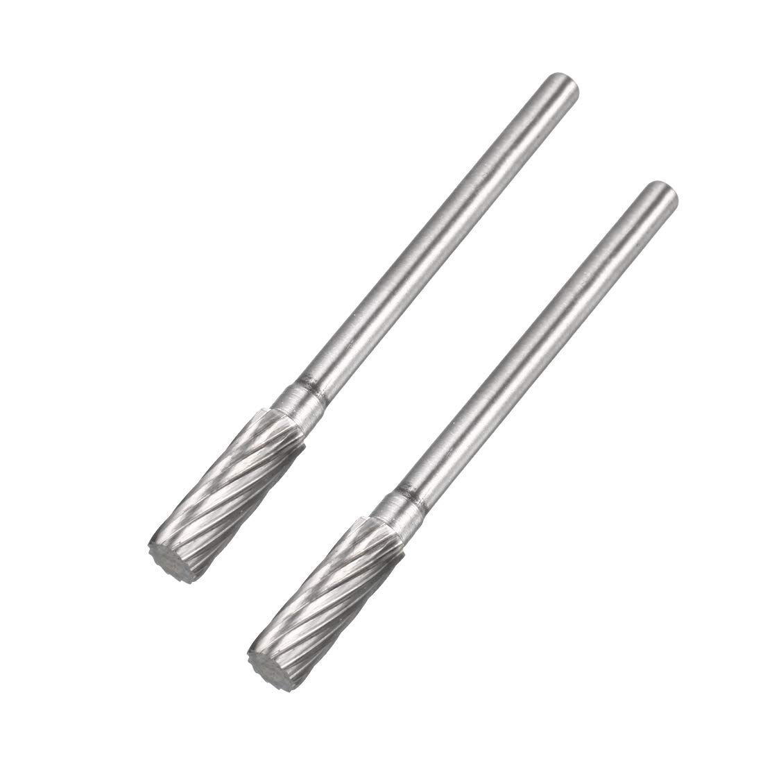sourcing map Tungsten Carbide Rotary Files 1/8" Shank, Single Cut Top Toothed Cylinder Shape Rotary Tool 4mm Dia