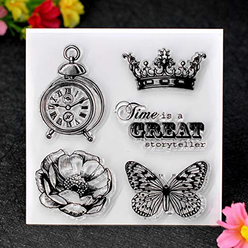KWELLAM 4pcs/Lot Flowers Cherry Blossoms Love Hugs Kisses Sweet Tea Cup Stamp Rubber Clear Stamps for Photo Album Decorative Card Making and DIY Scrapbooking - Thumbnail 3