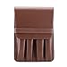 Pen Pouch Case Organizer PU Leather Holder for 4 Fountain Roller Ball Pens Storage Separate Slot Brown
