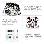 Tatuaje cara temporales Halloween ZERHOK 8pcs -Maquillaje Halloween día de muerto y baile de disfraz para mujer hombre y niños
