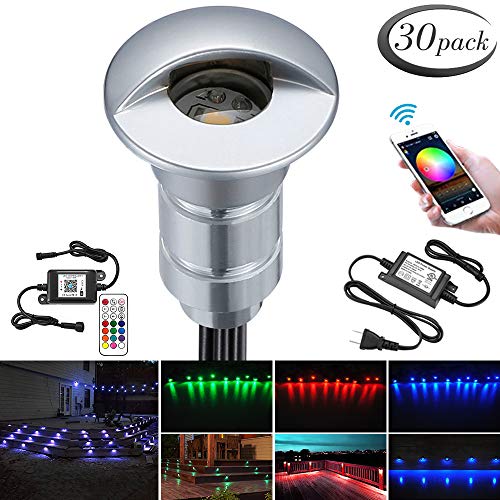 WiFi Smart Low Voltage Recessed Lighting, FVTLED 30pcs Driveway Paver Lights Outdoor Security Lights RGB Compatiable with Alexa Google Home IFTTT