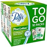 Puffs Plus Lotion Facial Tissues, 10 To Go Packs, 10 Tissues per Pack