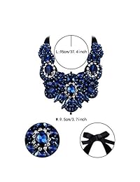Flyonce Women's Stunning Crystal Costume Statement Collar Necklace for Prom Banquet Feast