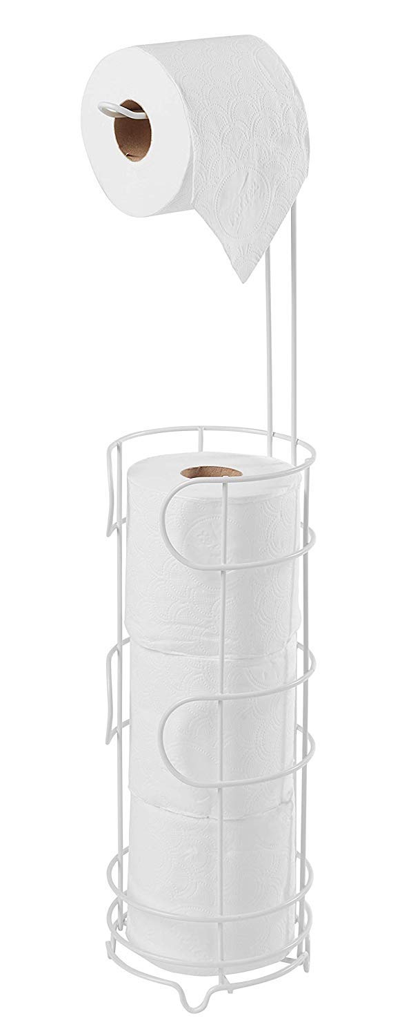 simplywire – Freestanding Toilet Roll Holder with Storage - White
