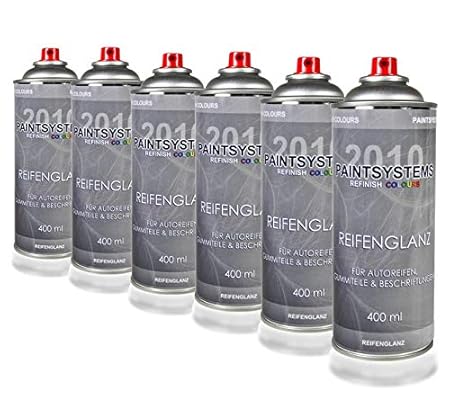PAINTSYSTEMS REFINISH COLOURS 6 x 400ml Reifenglanz Gummi Wet Look