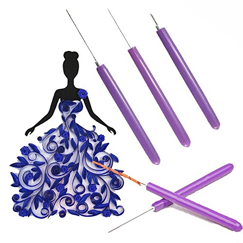 ODETOJOY 2 Quilling Slotted Tools+1 Awl+1 Quilling Curling Coach Best Starter Quilling Paper Pen Set