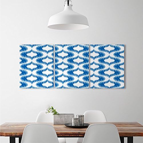 djidliyz8 Ikat Wall Decoration Ikat Damask Linked Motifs Pattern Blurry over Finer Tied Warp and Weft Yarns Designfashion stickers for wall Blue White