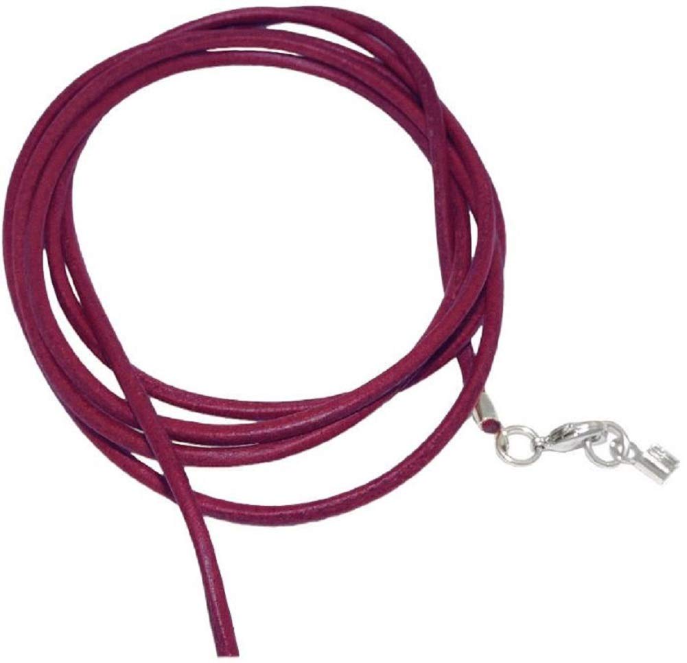 unbespielt Leather Cord Necklace for Pendant Fuchsia Men Women Lobster Clasp Silver Colored 1 m x 2 mm Shortenable
