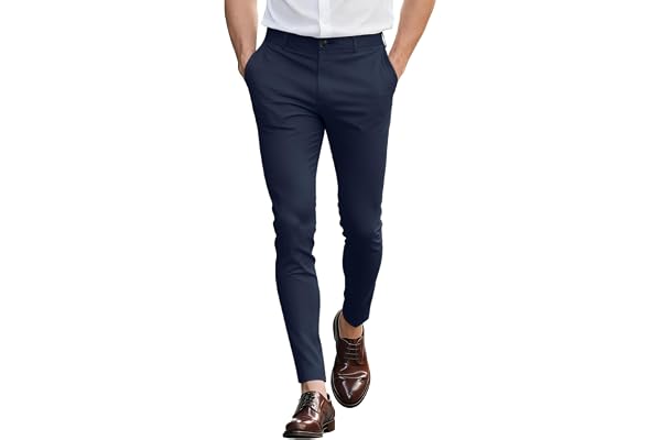GINGTTO Mens Dress Pants Slim Fit Stretch Skinny Chinos Pants for Men | Tapered,Elastic,Comfort,Versatile for Formal Business