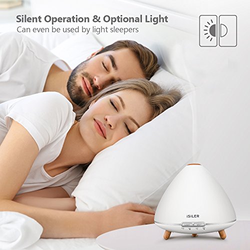 500ml Aromatherapy Essential Oil Diffuser, iSiLER 17oz Ultrasonic Cool Mist Humidifier whith Waterless Auto Shut-Off 4 Timer Settings for Bedroom Office Home Bedroom Yoga Spa, 18 hours Runtime
