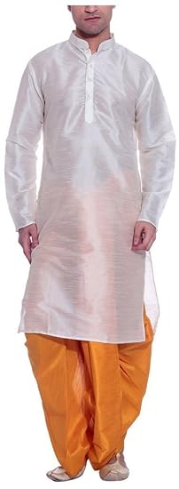 Royal Men's Silk Blend Dhoti & Kurta Set_White