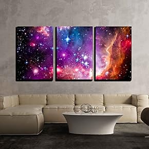 3 Piece Canvas Wall Art - The Magellanic Cloud is a Dwarf Galaxy and a Galactic Neighbor of The Milky Way - Modern Home Art Stretched and Framed Ready to Hang - 16"x24"x3 Panels