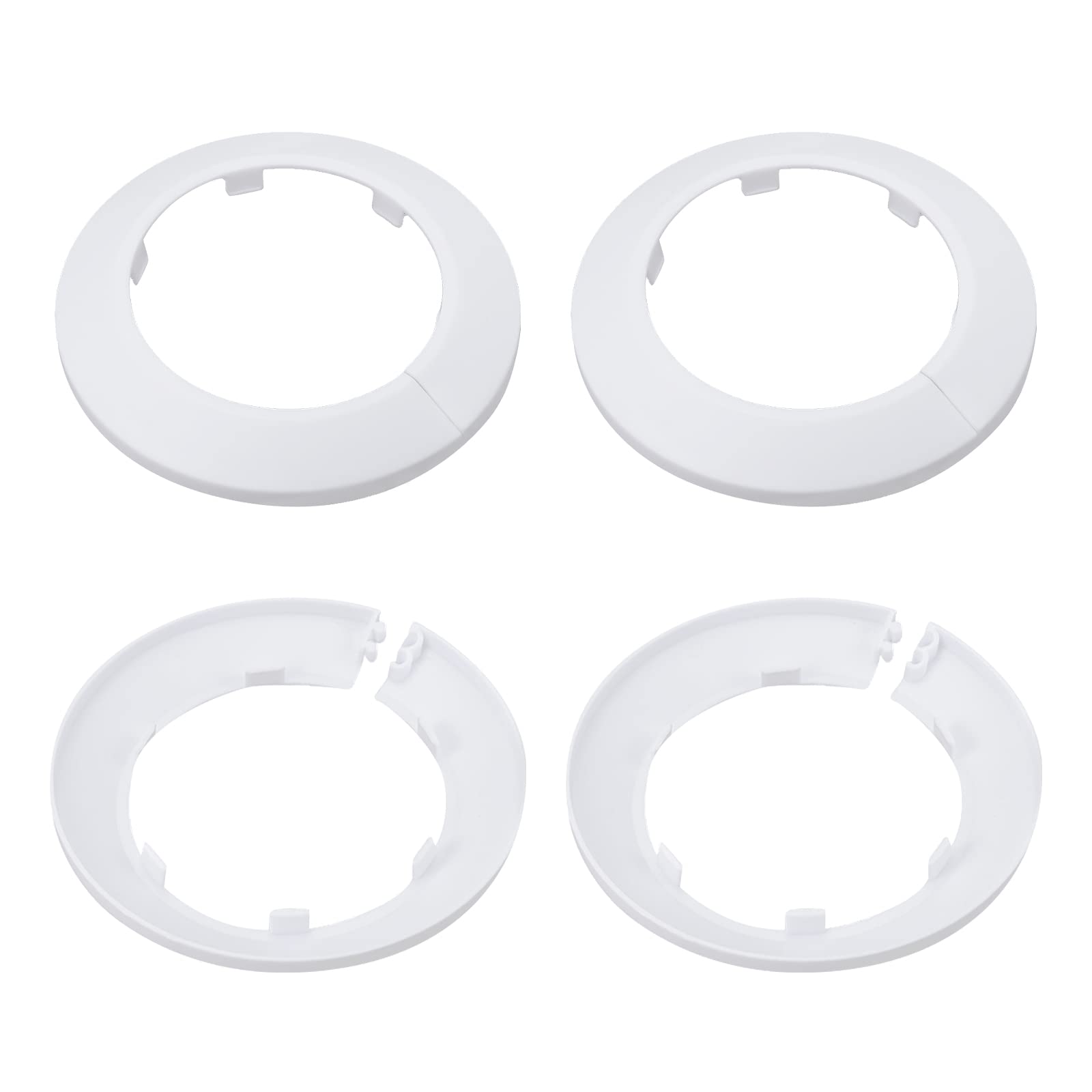 DTGN 115x13mm(DxT) Pipe Cover Decoration - 4Pack - Good for Bathroom Kitchen 75mm Dia Pipe - PP Plastic Escutcheon - White