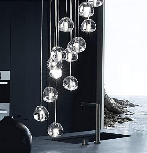 SanKD DIY Customized Balls Meteor Bubble Crystal Chandeliers Lighting Fixtures Magic Crystal Pendant Lamp (36 Balls with Round Base)