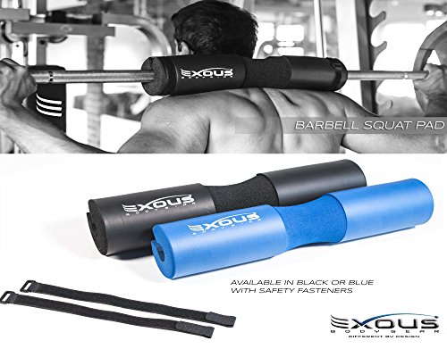 EXOUS Bodygear Barbell Pad Squat Bar Thick Foam Cushion - Protector for Neck & Shoulders - Fits Olympic Weight Lifting Bar - Fixing Straps for Non Slip Fit - Thumbnail 4