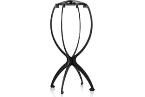 obeoby Wig Stand, Portable Wig Holder Wig Head Stand for All Wigs Travel Wig (black)